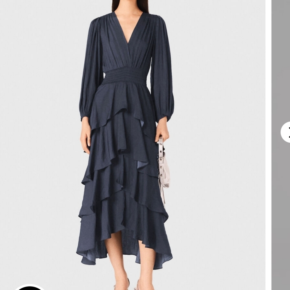 Maje Navy Ruffled‎ Maxi Dress - Picture 6 of 16